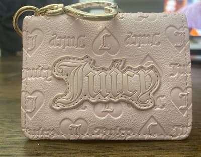 Juicy Couture State Of My Heart Card Case Key Fob Wallet - Sandstone