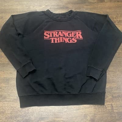 Stranger Things Netflix Sweatshirt Adult Unisex Black Red Size Small
