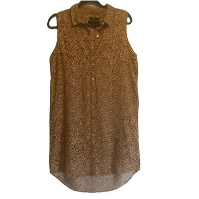 Tahari Linen Classic Old Money Shirt Dress cheetah Print Button Minimalist
