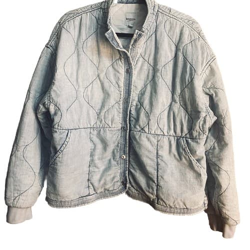Quilted 90’s Acid Wash Cotton Puffy Jacket Sz Large Cotton Full Zip