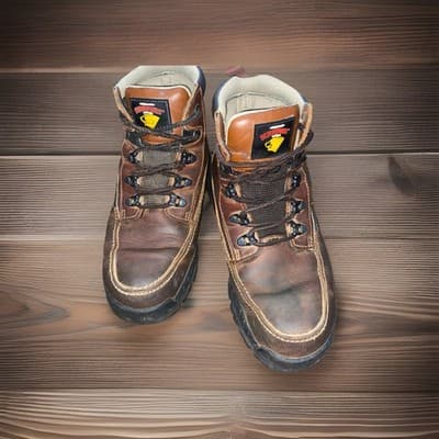 Heavy Duty Thrashed Waterproof Leather Lug Sole Work Boots Sz 9.5