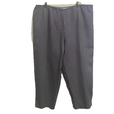 Eileen Fisher Linen Pants Womens 2XL Cropped Wide Leg Zip Side Coastal Beachy