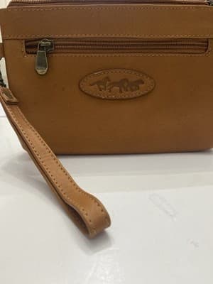 Vintage Leather Wristlet Clutch Purse 3 Horses Logo Western Equestrian