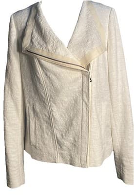 Designer Vince, Stretch Cotton Blazer, ZipFront SlimmingAsymmetric Fully Lined,