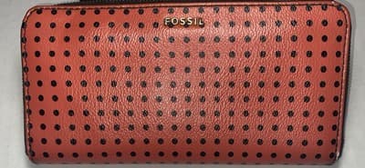 Fossil Polka Dot Leather Wallet Vintage