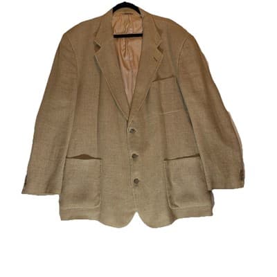 Eddie Bauer Linen Blazer Old Money Coastal Casual Lagenlook Mens 48T Made In USA