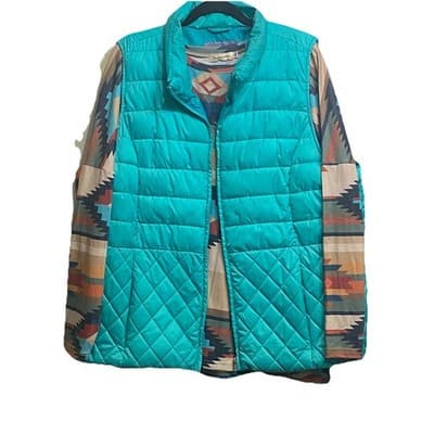 SouthernStitch 2x Long Sleeve Santa Fe Western Style NWT w Turquoise Puffer Vest