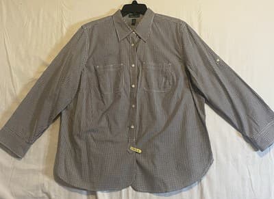 Lauren Ralph Lauren Ladies Shirt 1X Country Club Old Money Black Gingham