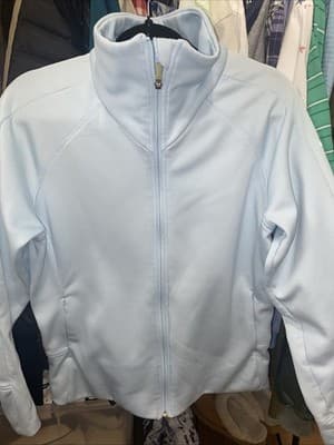 Adidas Womens L Jacket Full Zip ClimaWarm Fitted Powder Blue Athletic