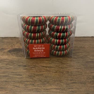 Liberty Procurement Yarn Wrapped Napkin Rings Set Of 12 Christmas Holiday