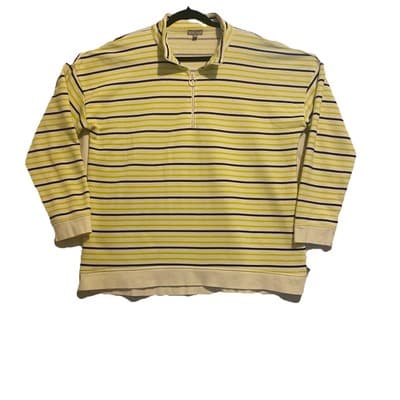 T By Talbots Womens Multicolor Striped 1/4 Zip Pullover Sweatshirt Size X-Large