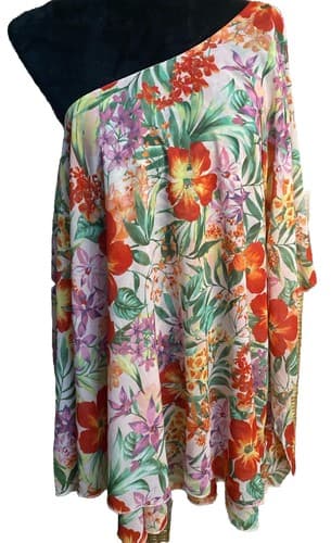 A-Semetrical Floral Date Night Party Dress Vacation Cruise Wedding Spring Sz L