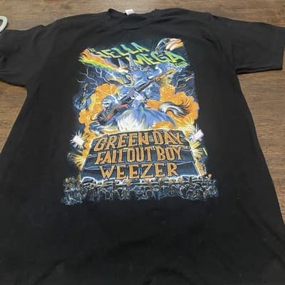 Green Day Fall Out Boy Weezer The Hella Mega Tour 2021 Size L Black