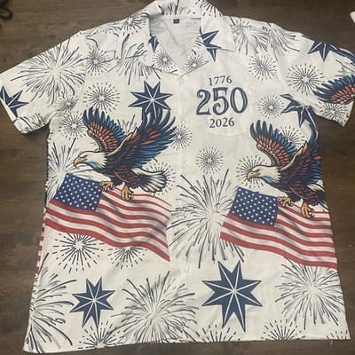 Mens Novelty Shirt USA 250 Anniversary Eagle 1776-2026 XL 4th Of July America