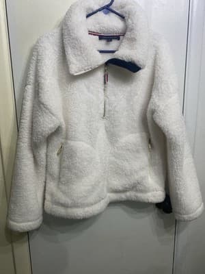 Tommy Hilfiger Ladies Sherpa Teddy Jacket Size Small White