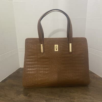 Vera Pelle Eliza bag Embossed Croc Italian Calfskin Leather 14Wx11Hx5D luxury