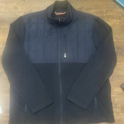 Free Country Men's Sz XL (46-48) Navy Blue Overlay Fleece Full Zip Jacket