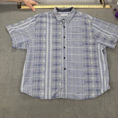 Tommy Bahama Shirt Mens XL Plaid Silk Button Up Vacation Cruise Wear Summer