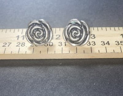 Silver Tone Floral Stud Earrings