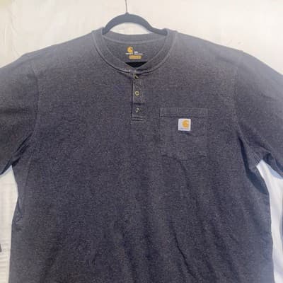 Carhartt Henley Shirt Men Size 2XL Dark Gray Long Sleeve Original Fit Cotton