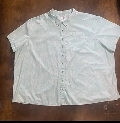 HB Shirt Mens 7XL Patterned Mint Green SS Casual Button Down Casual Summer Vaca