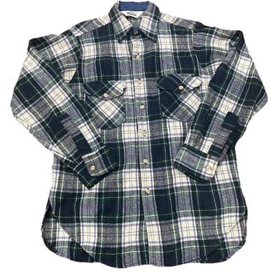 VTG 90s Woolrich Plaid Flannel Shirt Jacket Navy Green L USA Flannel Heavy