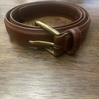 Cole Haan Brown Leather Dress Belt Mens Sz 38 Solid Brass Buckle Made in India