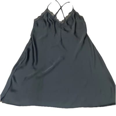 Victoria's Secret Satin & Lace Babydoll Nightgown Women Medium Black