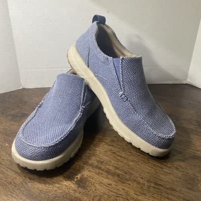 Mens Canvas Shoes 9 casual Loafers Slip On Blue Non Slip YONGJIA