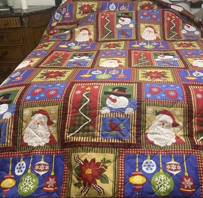 Sleepwell Christmas Quilt Santa Snowman Cardinal Ornaments Pattern Full Queen Sz