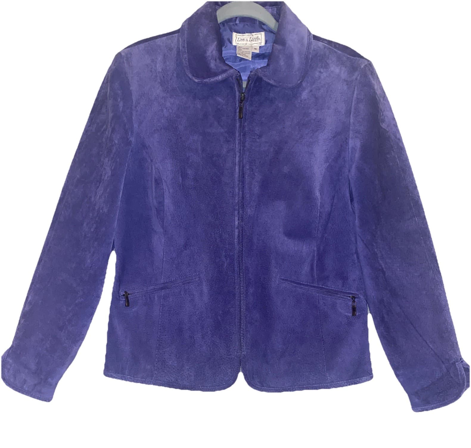 Office Siren Officecore Corpcore Leather Suede Front Zip Pockets Purple Sz M