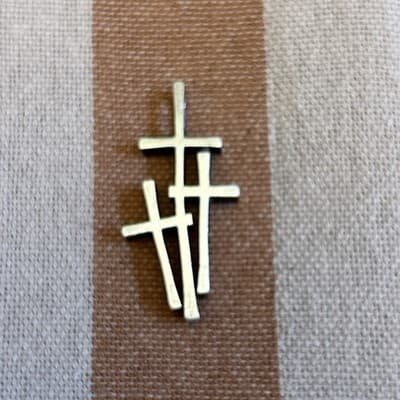 Retired Stamped James Avery 3 Crosses of Calvary Pendant with Interior Bail