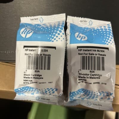 Genuine OEM HP Instant Ink 65/304 Black & Tricolor Cartridges for HP Printer D6.