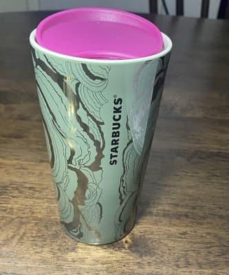 Starbucks 2022 Venetian Marble Metallic Veining Original Pink Silicone Lid