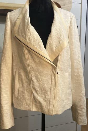 Office Siren Classic Stretch Cotton Blazer, ZipFront SlimmingAsymmetric Lined