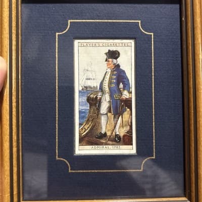 RARE VTG,Tobacco Card, Admiral- History Naval Dress,1782 ,Framed #25