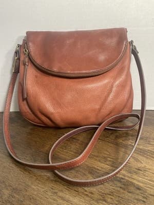 Margot New York “Adelle” Genuine Leather Hobo Bag Brown Boho Crossbody