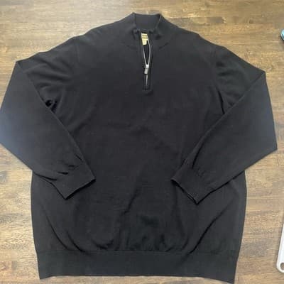 Foundry Supply Co Mens 2XL Black Cotton Partial Zip Pullover Sweater Big & Tall
