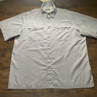 Habit Vented Fishing Camping Shirt Gray Short Sleeve Outdoors Mens Size XL