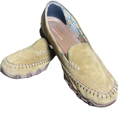 Skechers Relax Fit Memory Foam Size 8 Slip-On Brown Loafer Sneakers Flats 48930