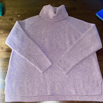 Madewell Mercer Chunky Turtleneck Ribbed Heather Wisteria Sweater XL