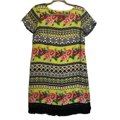 Anthropology Uncle Frank Western Vaca Dress Hippie Black Fringe Fully Lined