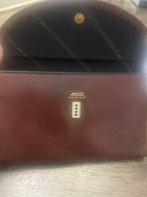 Amity Vintage Leather Long Wallet Split Cowhide Kiss Lock Coin USA Made