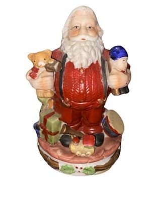 Christmas 1983 Holiday Porcelain Santa Claus w/Toys Musical Spinning Figurine