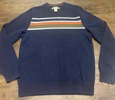 Duluth Trading Co Sweater Men’s Size Sm Navy With Stripes Heavy Cotton