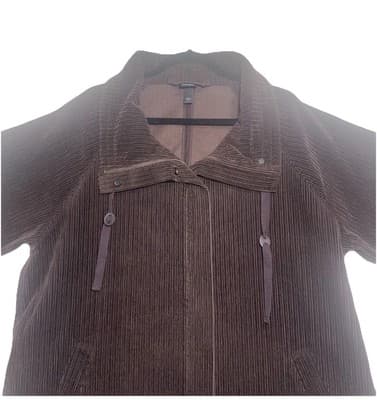 Eileen Fisher Classic Quiet Luxury Old Money Corduroy Jacket Full Covered Zip