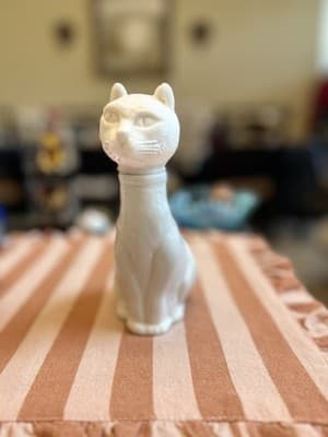 Empoli Art Glass 7" Milk Glass Cat Kitten DECANTER Stopper Bottle