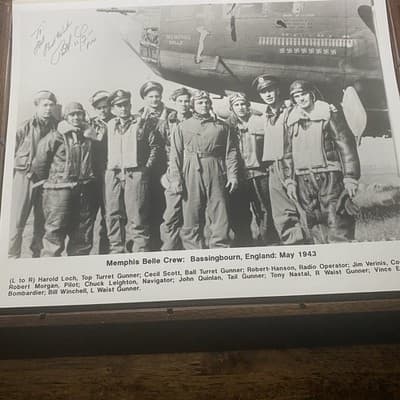 World War II Memphis Belle Crew 11”X 14” Photo Inscription & Signed By Pilot