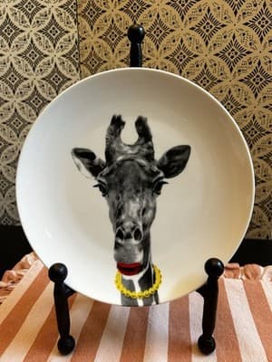 Wild Dining Mustard Dinner Plate 9" Dinnerware Decor Giraffe