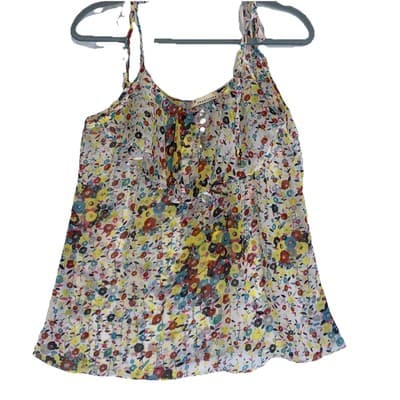Twenty One Floral Camisole Butter Yellow Flowy Fairycore Goingout Made In USA